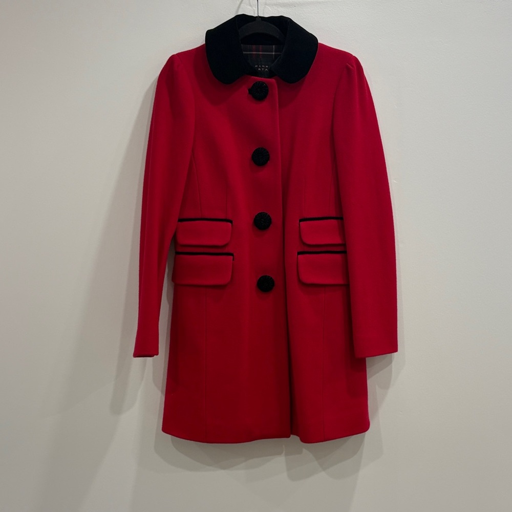 Pink tartan Women's Red Coat with Black Accents